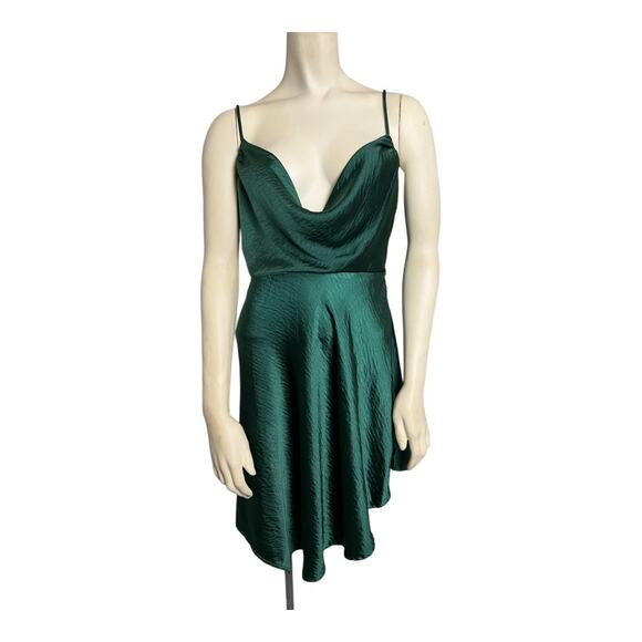 Angel Biba Sleeveless Cowl Neck Mini Dress Green Women's Size M Cocktail Parties - Picture 1 of 8